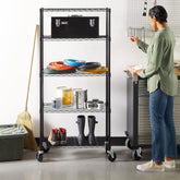 Amazon Basics 5-Shelf Adjustable, Heavy Duty Storage Shelving Unit on 4'' Wheel Casters, Metal Organizer Wire Rack, 30" L x 14" W x 64.75" H, Black